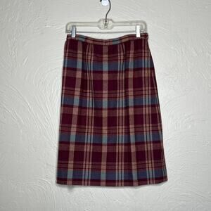 Vintage Pendleton Red Plaid Wool Skirt - Size 14